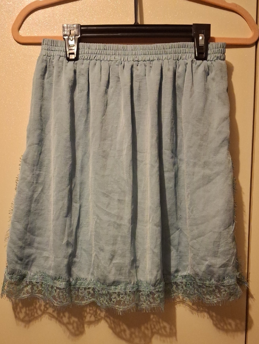 MNG Light Blue Lace-Trim Mini Skirt - Picture 2 of 5